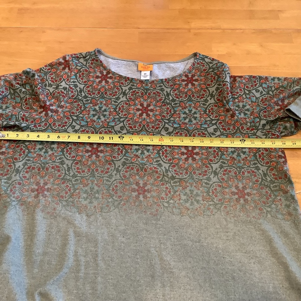 Ruby Rd Tunic Top Pullover Green Orange Floral Si… - image 4